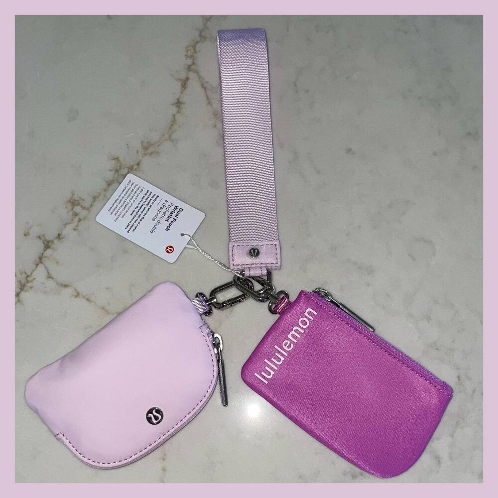 Lululemon Dual Pouch Wristlet Dahlia Mauve + Meadowsweet Pink NEW Barbie